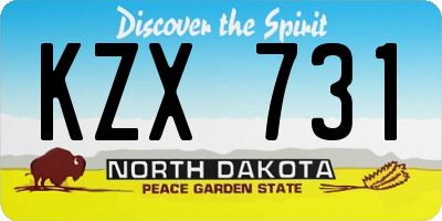 ND license plate KZX731