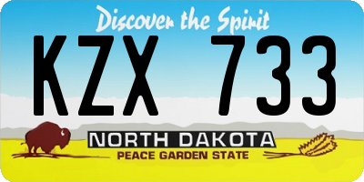 ND license plate KZX733