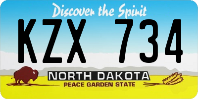 ND license plate KZX734