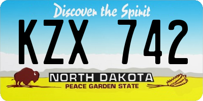 ND license plate KZX742