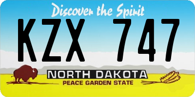 ND license plate KZX747