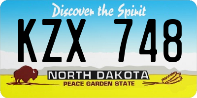 ND license plate KZX748