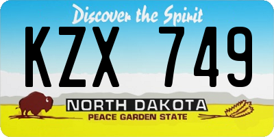 ND license plate KZX749