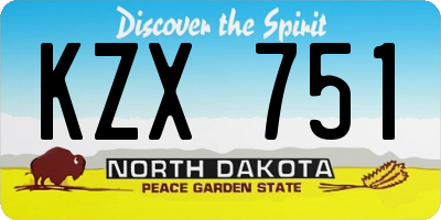 ND license plate KZX751