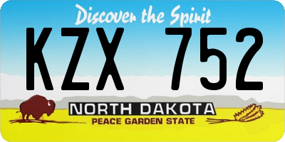 ND license plate KZX752