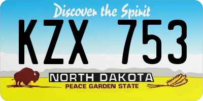 ND license plate KZX753