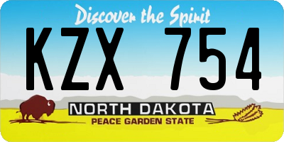 ND license plate KZX754