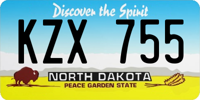 ND license plate KZX755