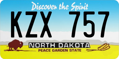 ND license plate KZX757