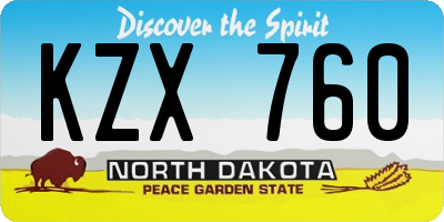 ND license plate KZX760