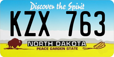 ND license plate KZX763