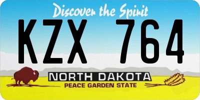 ND license plate KZX764