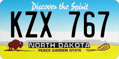 ND license plate KZX767