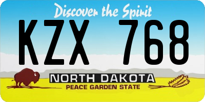 ND license plate KZX768