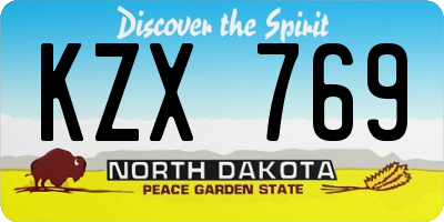 ND license plate KZX769