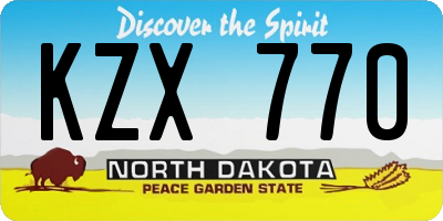 ND license plate KZX770