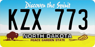 ND license plate KZX773