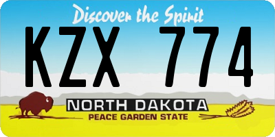ND license plate KZX774
