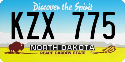 ND license plate KZX775