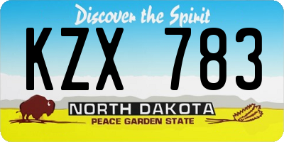 ND license plate KZX783