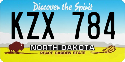 ND license plate KZX784