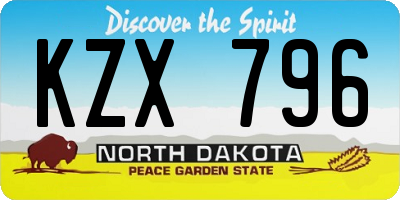 ND license plate KZX796