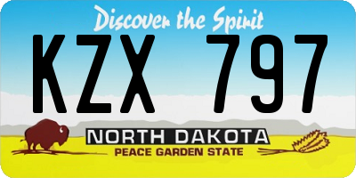ND license plate KZX797