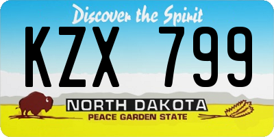 ND license plate KZX799