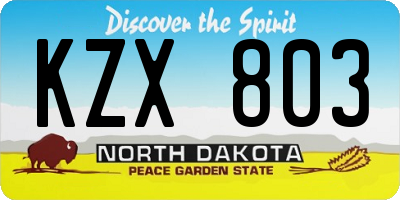 ND license plate KZX803