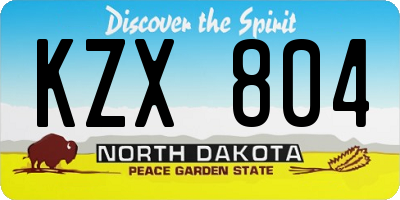 ND license plate KZX804