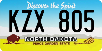 ND license plate KZX805