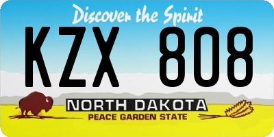 ND license plate KZX808