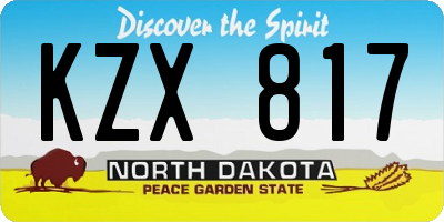 ND license plate KZX817