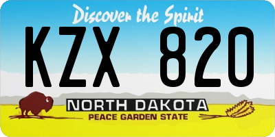 ND license plate KZX820