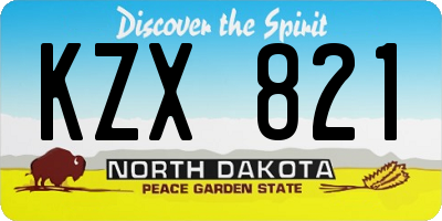 ND license plate KZX821