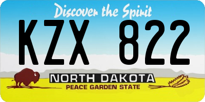 ND license plate KZX822