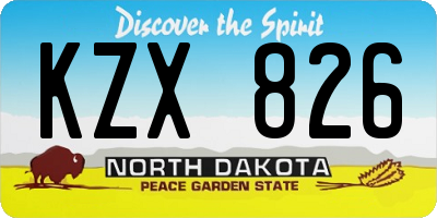 ND license plate KZX826