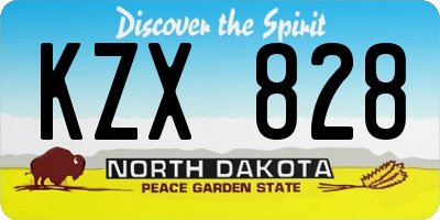 ND license plate KZX828