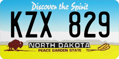 ND license plate KZX829