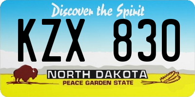 ND license plate KZX830