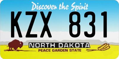 ND license plate KZX831