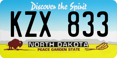 ND license plate KZX833