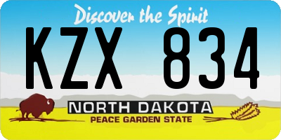 ND license plate KZX834