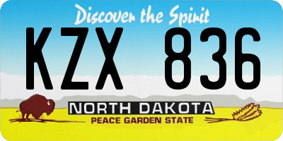 ND license plate KZX836