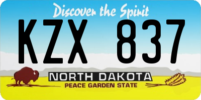 ND license plate KZX837