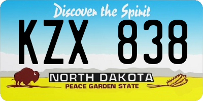 ND license plate KZX838