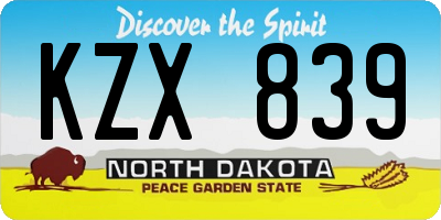 ND license plate KZX839