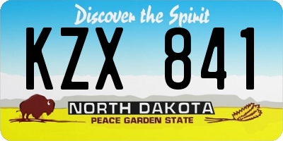ND license plate KZX841
