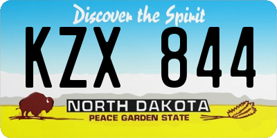 ND license plate KZX844