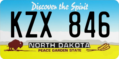 ND license plate KZX846